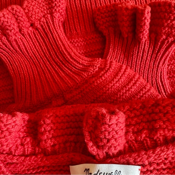 *NWT* MADEWELL Ruffle Ribbed Merino Wool High Neck Pullover Sweater in Red — M - Picture 5 of 7